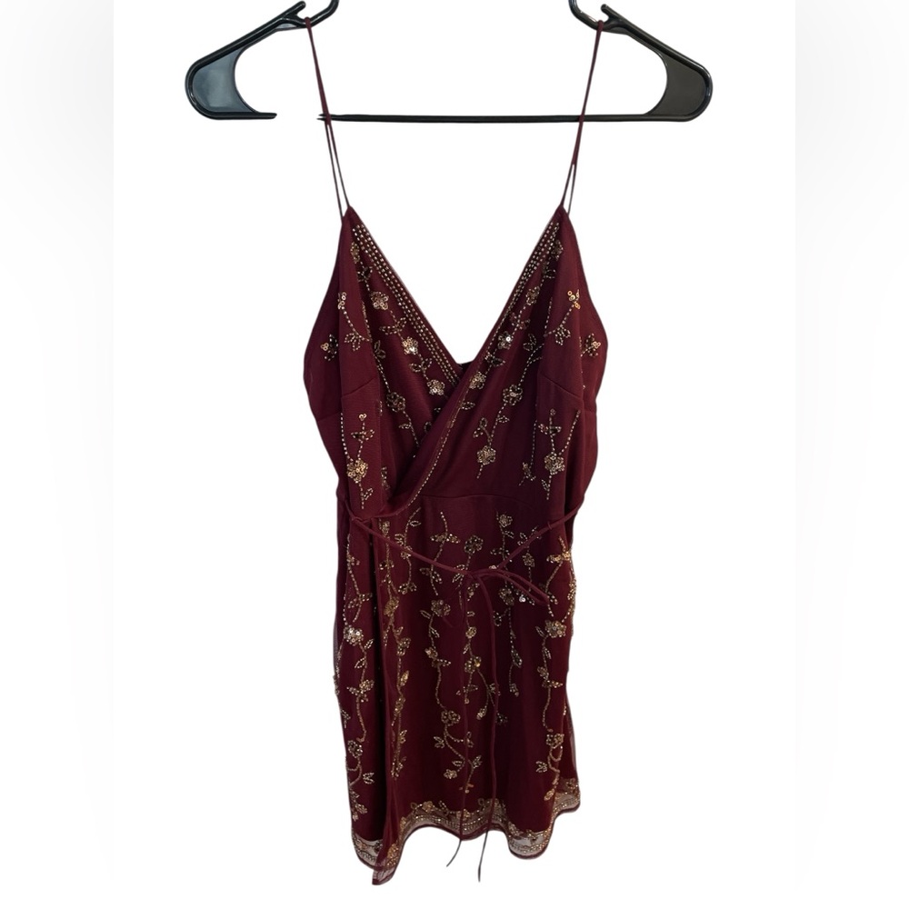 Altar’d State Beaded Mini Dress | Romantic Noir Mob Wife Glam Date Night Size L